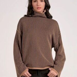 Elan Striped Brown and Black Women's Sweater NWT